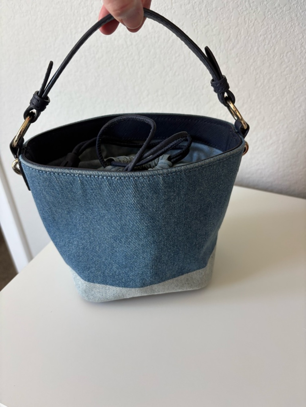 kate spade California dream in puppy Denim Palm Embroidered Crossbody Bucket Bag - Picture 11 of 11